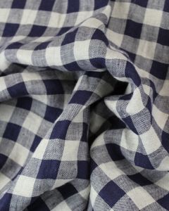 Yarn Dyed Linen Fabric - Navy Gingham