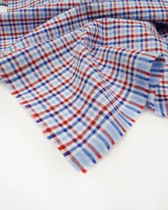 Bubble Gingham Cotton Seersucker Fabric - Red White & Blue