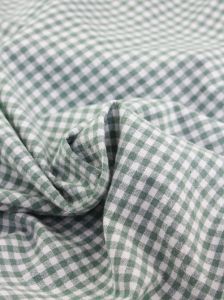 Organic Washed Cotton Gingham Fabric - Sage