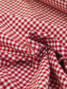 Organic Washed Cotton Gingham Fabric - Strawberry