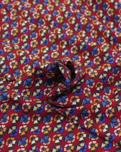REMNANT Ruby Red Pansy Viscose Challis Lawn - 240cm x 140cm