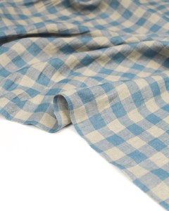 Yarn Dyed Linen Fabric - Cornflower Gingham