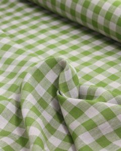 Yarn Dyed Linen Fabric - Pea Green Gingham