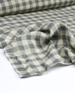 Yarn Dyed Linen Fabric - Pebble Gingham