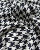 Stretch Poly Satin Fabric - Houndstooth Black & White