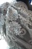 Floral Embellished Tulle Fabric - Silver Grey