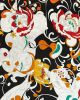Cotton Sateen Fabric - Swirling Floral on Black