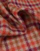 Pure Wool Donegal Tweed Fabric - Orange & Purple Check