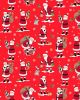 Christmas Patchwork Cotton Fabric - Merry Christmas - Santa Claus Red