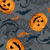 Patchwork Cotton Fabric - Midnight Haunt - Pumpkin Scroll Slate