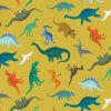 Patchwork Cotton Fabric - Roar - Dino Tumble Mustard