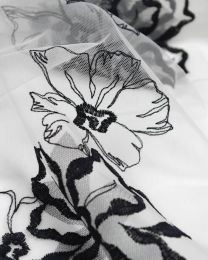 Embroidered Tulle Fabric - Monochrome Floral