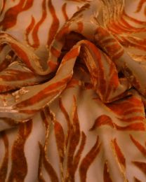 Silk Velvet Devore Fabric - Orange Flame
