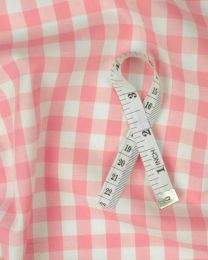 Yarn Dyed Cotton Fabric - 1cm Gingham Baby Pink