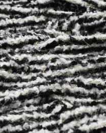 Wool Blend Boucle Jersey Fabric - Black & Cream Stripe