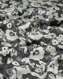 Wool Challis Fabric - Scatter Floral Grey