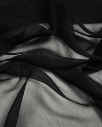 Fine Silk Chiffon Fabric - Black