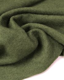 Boiled Wool Blend Jersey Fabric - Olive Green