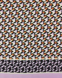 Polyester Satin Fabric - Orange & Lavender Geometric Print