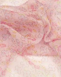 Silk Chiffon Fabric - Baby Pink Ditsy Floral
