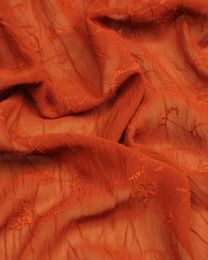 Polyester Georgette Fabric - Floral Embroidery in Rust