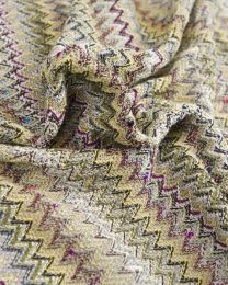 Ex Designer - Chevron Jersey Fabric - Yellow & Plum Purple