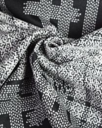 Polyester Jersey Fabric - Monochrome Abstract Panel Check