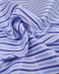 Stretch Cotton Shirting Fabric - Satin Stripe Blue
