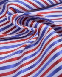 SALE Stretch Cotton Shirting Fabric - Satin Stripe Red & Blue