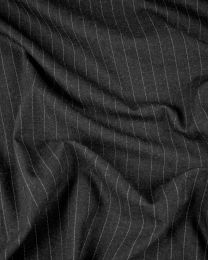 Virgin Wool Suiting Fabric - Charcoal Pinstripe