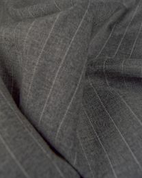 Virgin Wool Suiting Fabric - Grey Pinstripe