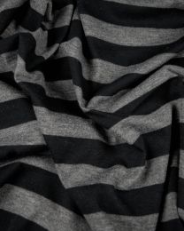 Lightweight Viscose Blend Jersey Fabric - Black & Grey Stripe