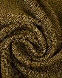 Wool Herringbone Tweed Fabric - Chartreuse & Moss Green