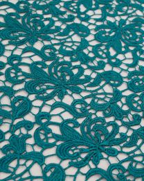 Polyester Guipure Lace Fabric - Peacock Floral