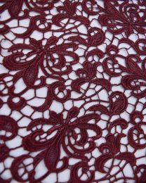 Polyester Guipure Lace Fabric - Merlot Floral