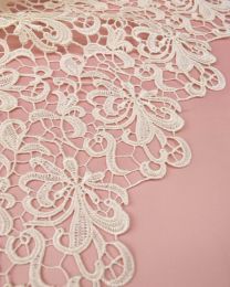 Polyester Guipure Lace Fabric - Ivory Floral