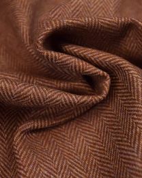 Pure Wool Donegal Tweed Fabric - Brown Herringbone