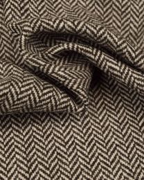 Pure Wool Donegal Tweed Fabric - Brown & Ivory Herringbone