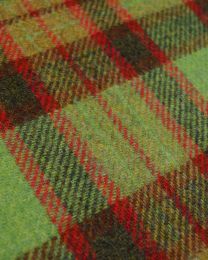Pure Wool Donegal Tweed Fabric - Green & Brown Plaid
