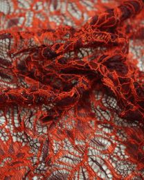 Corded Lace Fabric - Tomato Red
