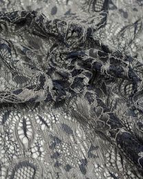 Corded Lace Fabric - Gunmetal & Silver