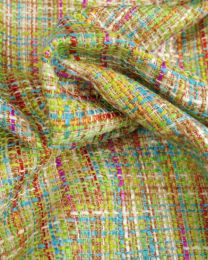 Polyester Tweed Fabric - Green Multi