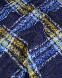 Mohair Blend Boucle Fabric - Blue Check