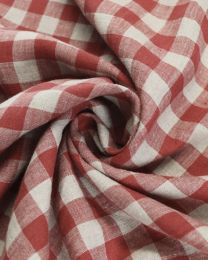 Yarn Dyed Linen Fabric - Red Gingham