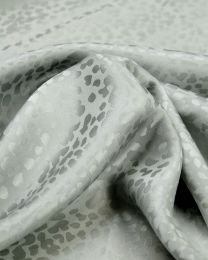 Silk Satin Jacquard Fabric - Silver Cheetah