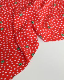 Viscose Jersey Fabric - Daisy Dot Red