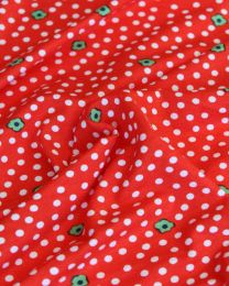 Viscose Jersey Fabric - Daisy Dot Red