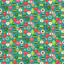 Christmas Patchwork Fabric - Santa Express - Baubles Green