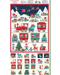 Christmas Advent Calendar Fabric Panel - Santa Express