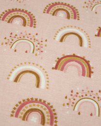 Brushed Cotton Flannel Fabric - Pastel Rainbow Pink